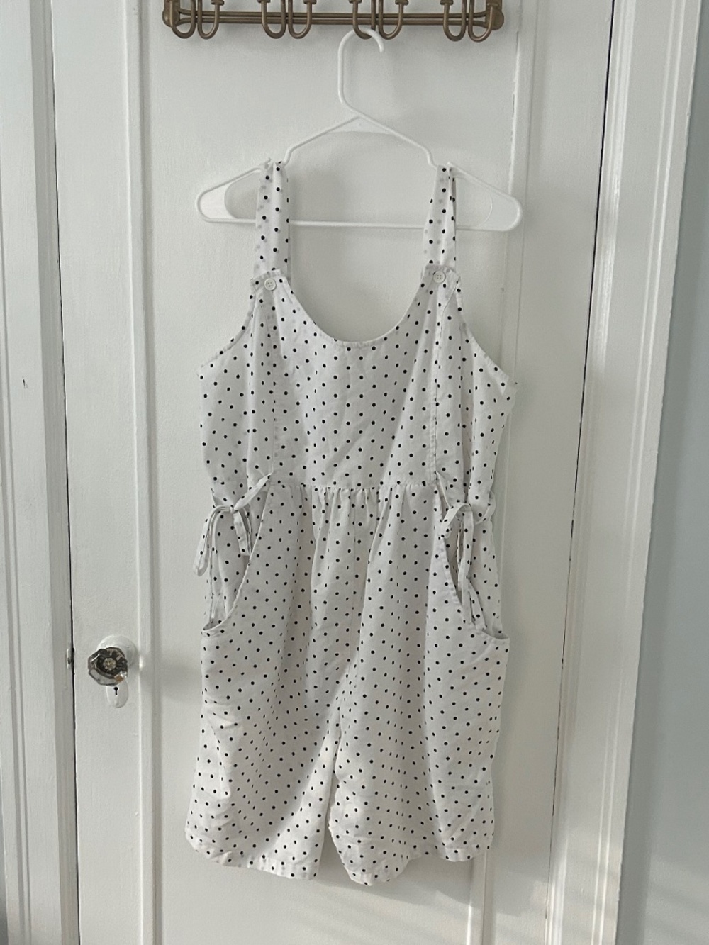 White Polka Dot Sleeveless Romper